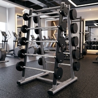 Support de Rangement Commercial Robuste pour Barres d'Haltères – Rangement Multi-Barres en Acier pour Équipement de Musculation en Salle de Sport