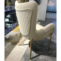 Chaise de salle à manger en cuir de luxe nordique moderne avec pieds en acier inoxydable, dossier haut, idéale pour appartement, maison, école et restaurant