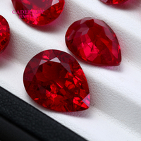 Rubis Cadermay cultivé en laboratoire, taille poire, couleur sang de pigeon, gemmes traitées thermiquement, aspect naturel, avec inclusions et jeu de couleurs, pour colliers, bagues et bijoux