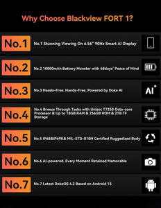 Blackview Fort 1, <span class=keywords><strong>Smartphone</strong></span> Robuste 4G NFC, Écran 6,56 Pouces, Android 15, Batterie Géante 10000 mAh, Étanche IP68, IA, Pour l'Extérieur - Product Image 4