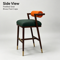 Tabouret de bar de luxe en bois massif avec dossier, chaise de comptoir pour hôtel, villa, maison, cuisine, option de couleur personnalisée