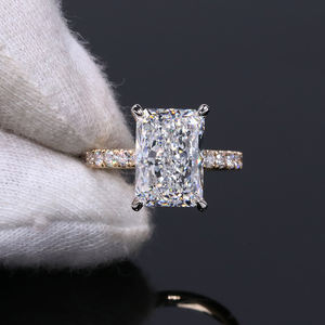 IGI cincin tunangan pernikahan 14K emas padat kuning dan <span class=keywords><strong>Platinum</strong></span> D VVS 5 karat cincin berlian tumbuh Lab potongan bercahaya - Product Image 3