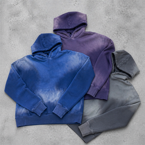 Custom French Terry <b>Drop</b> Shoulder Vintage Washed Boxy 100% Cotton Hoodie Streetwear <b>Sun</b> Faded Acid Wash Hoodie Men - Product Image 1