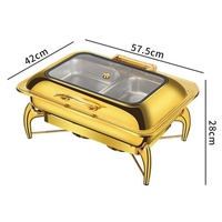 Plat de service chauffant de luxe en acier inoxydable à température contrôlée par induction, ensemble buffet 9L