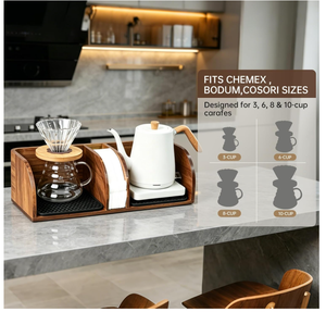 Organizador de Barra de Café de Madera de Acacia Personalizado, Soporte para <span class=keywords><strong>Cafetera</strong></span> Chemex, Portafiltros de Papel para Café, para Encimera - Product Image 6