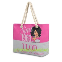 Sac fourre-tout en toile de chanvre TLOD Sorority de haute qualité, personnalisé, pour femmes de distinction, réutilisable, pour le shopping ou le week-end
