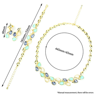 Nouvel ensemble de bijoux en cristal de haute qualité, collier, bracelet et boucles d'oreilles en pierre naturelle colorée de designer italien 14k, bijoux fins pour femmes - Product Image 6