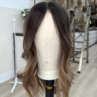 Topper de Cabello Europeo 100% con Cutículas Alineadas, Rubio Beige Ombre/Balayage, Ultrafino, con Encaje Frontal HD Suizo, para Mujeres con Pérdida de Cabello