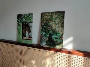 ภาพวาดลายแมวตลกบนแผ่นเหล็ก ตกแต่งผนังบ้าน ของตกแต่งบ้านน่ารักธีมสัตว์เลี้ยง ป้ายเหล็กสำหรับตกแต่งบ้าน ห้องนอน ห้องนั่งเล่น และสวน - Product Image 4