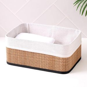Panier en bambou tressé brun pour le rangement dans la salle de bain, organisateur multi-usages pour le <span class=keywords><strong>papier</strong></span> toilette, les serviettes, les cosmétiques et plus encore, sans couvercle - Product Image 3