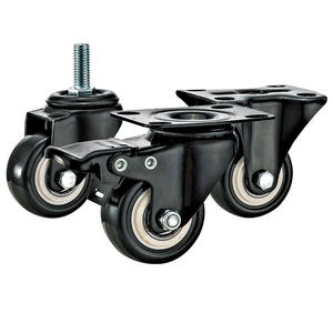 1 Zoll 1,5 Zoll 2 Zoll 2,5 Zoll leichte, kleine, starre, drehbare Rollstuhlrollen aus schwarzem PVC/Polyurethan - Product Image 5