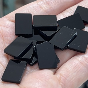 9x11mm Rectangle Double <b>Flat</b> Natural Black Agate Stone for Jewelry Making - Product Image 2