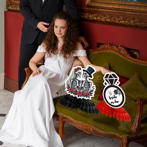 9 pièces Décorations de table alvéolées 'Bride to Be' <span class=keywords><strong>ou</strong></span> 'Bride or Die' pour enterrement de vie de jeune fille et Halloween - Product Image 6