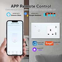 Interrupteur mural intelligent WiFi UBARO 1 voie avec prise EU, application Tuya Smart Life, interrupteur tactile en verre trempé, compatible Alexa et Google Home