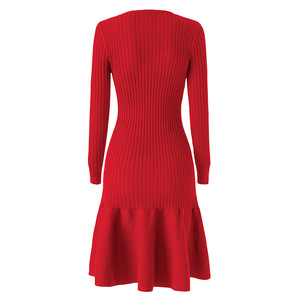 Abito Mini <span class=keywords><strong>in</strong></span> <span class=keywords><strong>Maglia</strong></span> a Costine a <span class=keywords><strong>Maniche</strong></span> <span class=keywords><strong>Lunghe</strong></span> con Scollo a O, Modellante <span class=keywords><strong>in</strong></span> Vita, Vestibilità Slim, Bottoni Dorati Laterali, Patchwork, alla Moda da Donna - Product Image 4