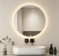 Espejo de Vanidad Redondo Moderno con Iluminación LED Inteligente IP44, Antivaho, de Pared, con Luz Ajustable para Uso en Hoteles y Apartamentos