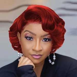 Parrucche capelli neri corti taglio <span class=keywords><strong>Pixie</strong></span> naturale aspetto corta parrucca a Bob macchina fatta parrucca sintetica - Product Image 3