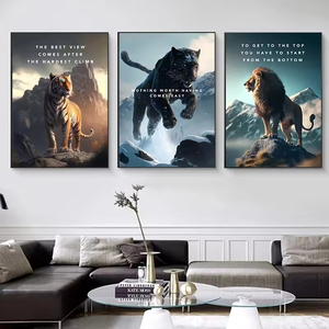 Image d'art mural animal inspirant Lion tigre léopard citation affiche impression décoration design d'art moderne salon décor à la maison - Product Image 2