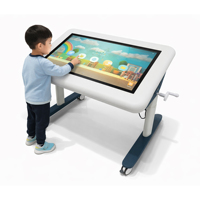 Mesa Educativa Interactiva con Altura Ajustable y Pantalla Táctil Inteligente, Mesa Inteligente Interactiva para Niños para Área de Juegos Interior