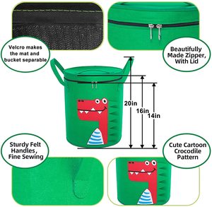 KUYUE Filz Kinder Spielzeug Aufbewahrung taschen mit Spiel matte Loncheras Animal Design Leichte runde faltbare Escolares <span class=keywords><strong>Kids</strong></span> Faltbare Opp Tasche - Product Image 4