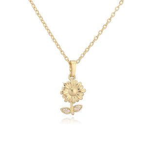 फ्रेंच विंटेज कॉपर-सेट ज़िरकोनिया सूरजमुखी पेलेंट हार - Product Image 6