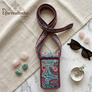 Bolso Bandolera Acolchado de Algodón con Estampado Floral, Mini Bolso de Viaje para Teléfono - Product Image 1