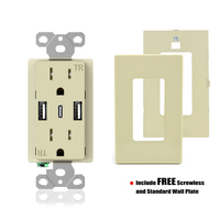 Façade de prise murale USA inviolable 15A/20A 125V incluse Prise TR Chargeur USB de sécurité pour enfants Prise murale ETL répertoriée