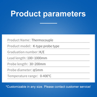 Sonde de température à détection de température, thermocouple PT100, capteur de température de type K, fil métallique blindé