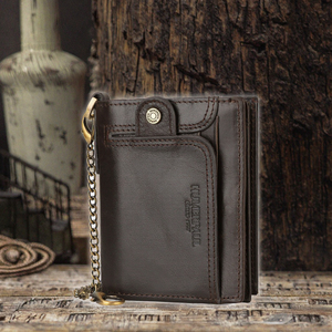 สำหรับ humerpaul ที่ใส่บัตรแบบพับสามทบสำหรับผู้ชายกระเป๋าด้านหน้าแบบวินเทจหรูหราทำจากหนังแท้ยาวสั้น - Product Image 2