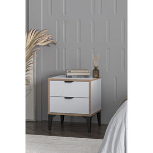 Modern Eco-Friendly 2 Drawer Melamine <b>Wooden</b> Nightstand <b>Bedside</b> <b>Table</b> Multifunction Bedroom Living Room Apartment Hotel School - Product Image 5