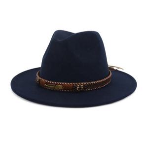 Sombrero de lana de dos tonos para hombre y mujer, Fedora plana de ala ancha, de diseñador, Unisex, <span class=keywords><strong>2022</strong></span> - Product Image 4