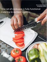 12 pièces en acier inoxydable Portable Camping ustensiles de cuisine ensemble d'accessoires ustensiles de cuisine organisateur vaisselle sac de rangement pour l'extérieur