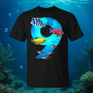 T-shirt d'anniversaire pour enfants de 9 ans, motif de poisson d'aquarium, imprimé Frontosa Cichlid Gourami - Product Image 3