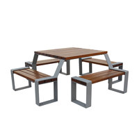 Table de pique-nique carrée en bois plastique recyclé commerciale publique extérieure avec banc table et chaise extérieures de restaurant