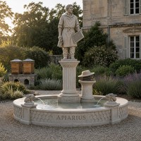 Fontaine colonne en marbre blanc personnalisée, statue d'apiculteur, fonction de fumigation, design 3D, OEM pour projets