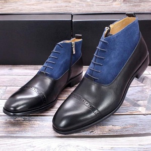 Nouvelles Bottes Brogue Décontractées pour Hommes, Style Cheville, pour Automne/Hiver, Antidérapantes, en Cuir Marron Cousu, Haute Qualité - Product Image 5