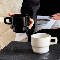 Mug empilable minimaliste avec fond à plusieurs niveaux unique, tasse à café en céramique gain de place pour café et restaurant