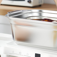 Marmite carrée en acier inoxydable grande capacité, épaissie, pour soupes et plats chauds, grande marmite de cuisson, ustensile de cuisine pour cuisinière à gaz/à induction