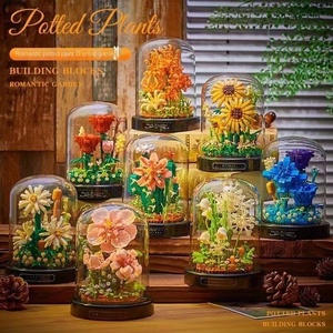 Jouets de construction de fleurs <span class=keywords><strong>en</strong></span> plastique, décorations de pots de fleurs élégantes, adaptés aux filles, entièrement assemblés. - Product Image 1