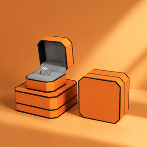 Zebopak Orange Black Trim Pendant <b>Necklace</b> <b>Box</b> Set with Ring Bracelet Storage Case <b>Gift</b> Packaging Boutique Factory - Product Image 2