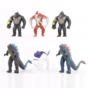 6套哥斯拉vs金康恐龙龙玩具活动关节动作人物，怪物之王蛋糕配料包