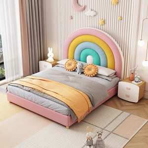 <span class=keywords><strong>Cama</strong></span> Individual <span class=keywords><strong>de</strong></span> Madera <span class=keywords><strong>de</strong></span> Pino Maciza Simple para Niñas, Modelo Y'z Princess Rainbow Dreamy, Famosa en Internet, para Habitación Infantil con <span class=keywords><strong>Respaldo</strong></span> - Product Image 2
