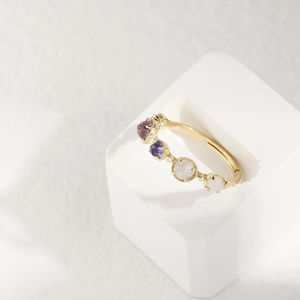 Bague en argent sterling 925 plaqué or cristal de sucre Zircon pierres précieuses Labradorite multicolore pierre de lune améthyste topaze - Product Image 4