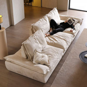 Divano Moderno Morbido Effetto Nuvola, Nuovo Divano di Design in Velluto <span class=keywords><strong>con</strong></span> <span class=keywords><strong>Schienale</strong></span> Regolabile, Popolare Stile Crema, Seduta Ampia per Soggiorno e Casa - Product Image 3