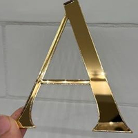 Lettres autocollantes en acrylique doré, chiffres et alphabet en acrylique miroir, lettres autocollantes pour enseignes DIY
