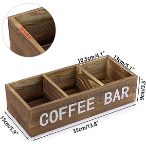 Caja de almacenamiento de madera para barra de café con divisores de malla y soporte para cápsulas para organizar la estación de café - Product Image 4