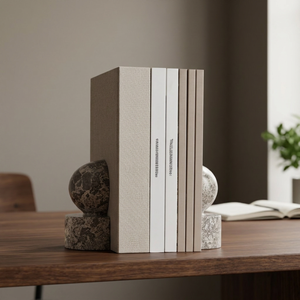Modern Marble Bookends Decorative <b>Book</b> Holder Stand Handmade Stone Bookend Set for Shelf Tabletop Library Office Home Decor - Product Image 2