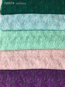 Tissu en <span class=keywords><strong>dentelle</strong></span> perlée rose avec paillettes, broderie de haute qualité, pour robe de mariée, nouvelle collection de luxe - Product Image 6