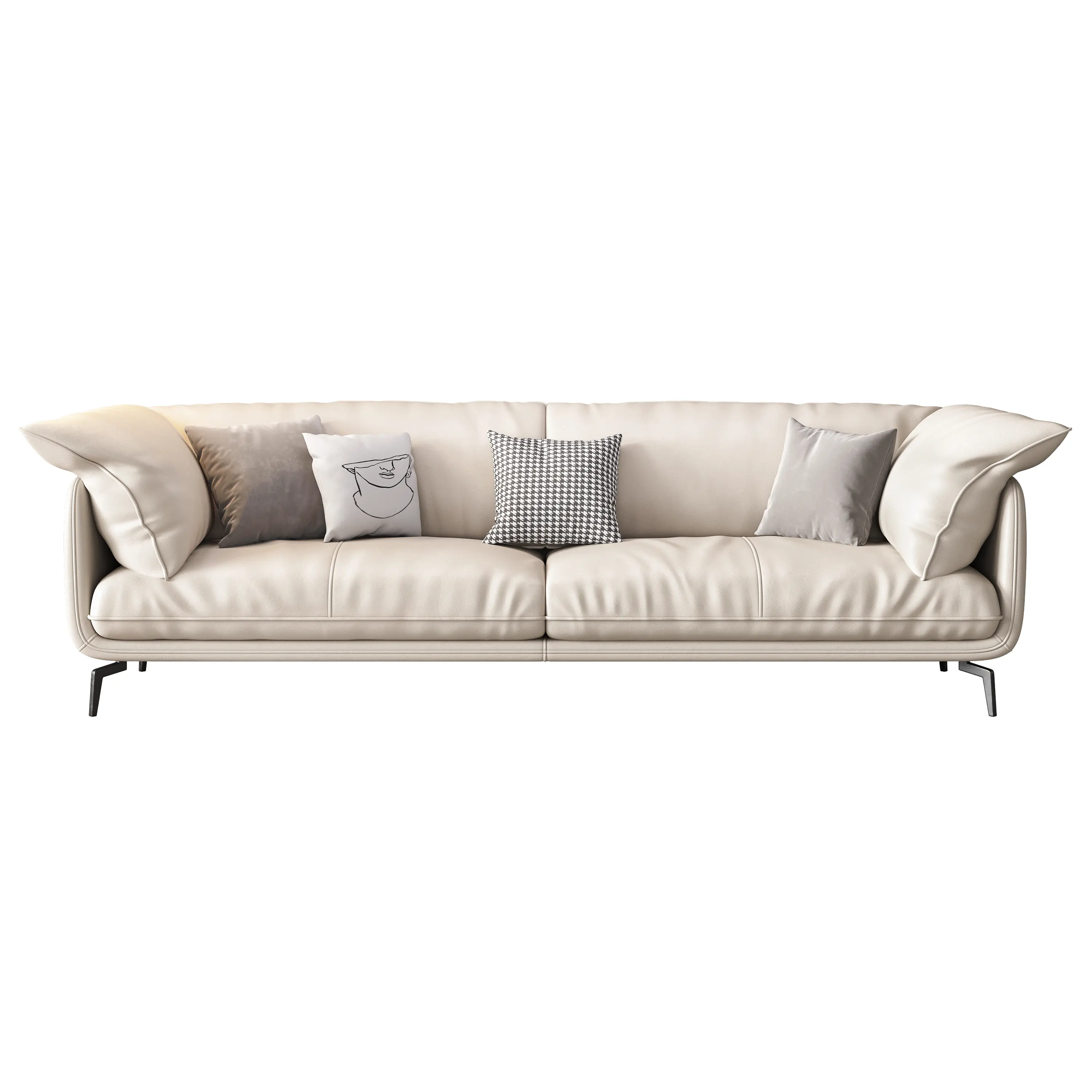 Commercio all'ingrosso di fabbrica di lusso divano bianco tre posti a sedere in morbida pelle mobili soggiorno divano