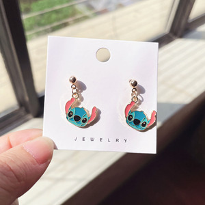Cute Cartoon Character <b>Stud</b> <b>Earrings</b> Gold Plated Alloy Women's Jewelry Gift Set with <b>Crystal</b> Rhinestone Details - Product Image 2